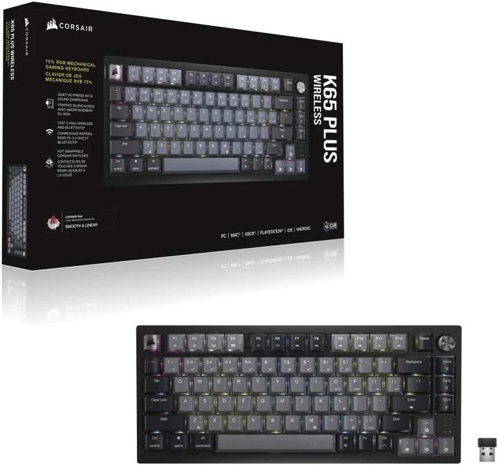 Actual product image Corsair K65 PLUS WIRELESS 75% RGB Mecanique (FR, Cable, Wireless)