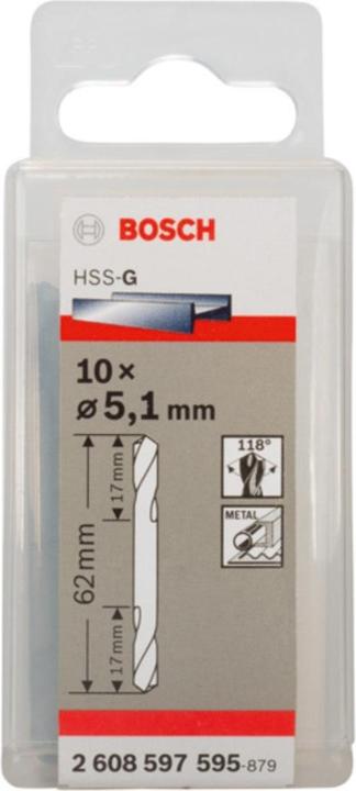 Produktbild Bosch Professional Zubehör PRO Metal HSS-G Spiralbohrer mit Doppelklinge, 5,1 x 17 x 62 mm (5.1 mm)