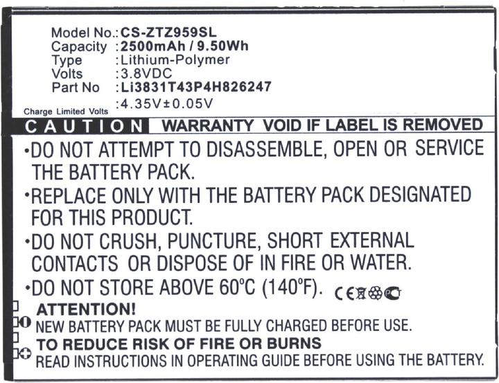 AGI Battery compatible with ZTE Grand X 3 LTE - Battery - 2,500 mAh