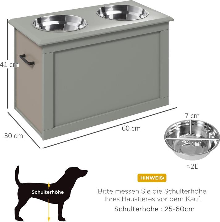 Produktbild PawHut Hundefutterstation mit abnehmbaren Näpfen und Stauraum