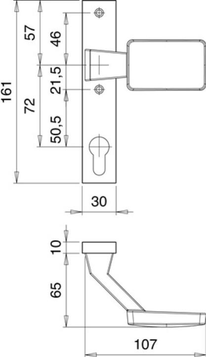 Actual product image EDI Lock case handle 1317/1020 aluminium F1 Mounting M12 cranked (Door handle)