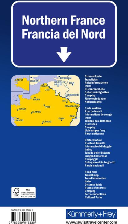 Energie-Label Frankreich Nord Strassenkarte 1:600 000
