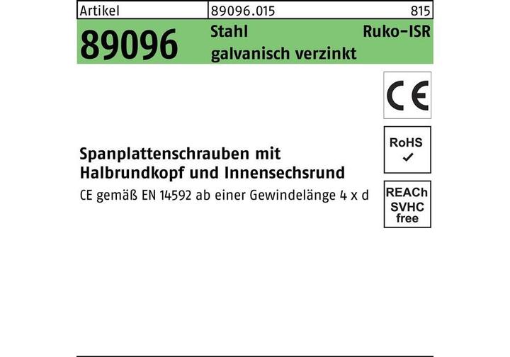 Produktbild Reyher Spanplattenschraube 4x40mm-T20 Stahl Hako, CE, gal Zn, 200 Stück (200 Schrauben pro Stück)
