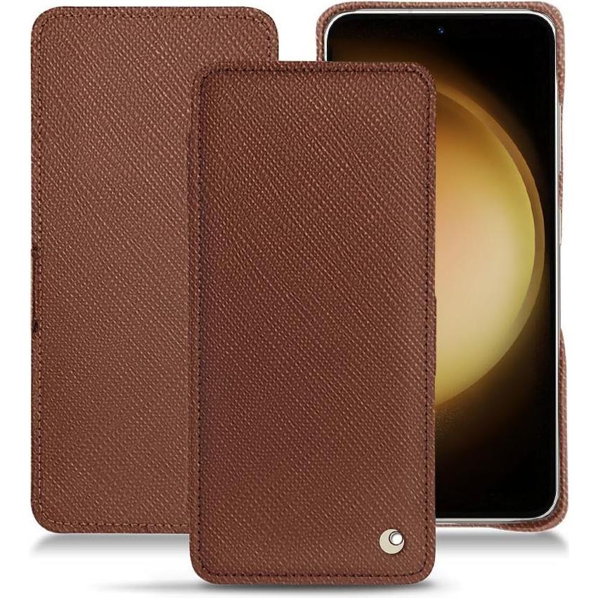 Noreve Lederschutzhülle horizontal (Samsung Galaxy S23+), Smartphone Hülle, Braun