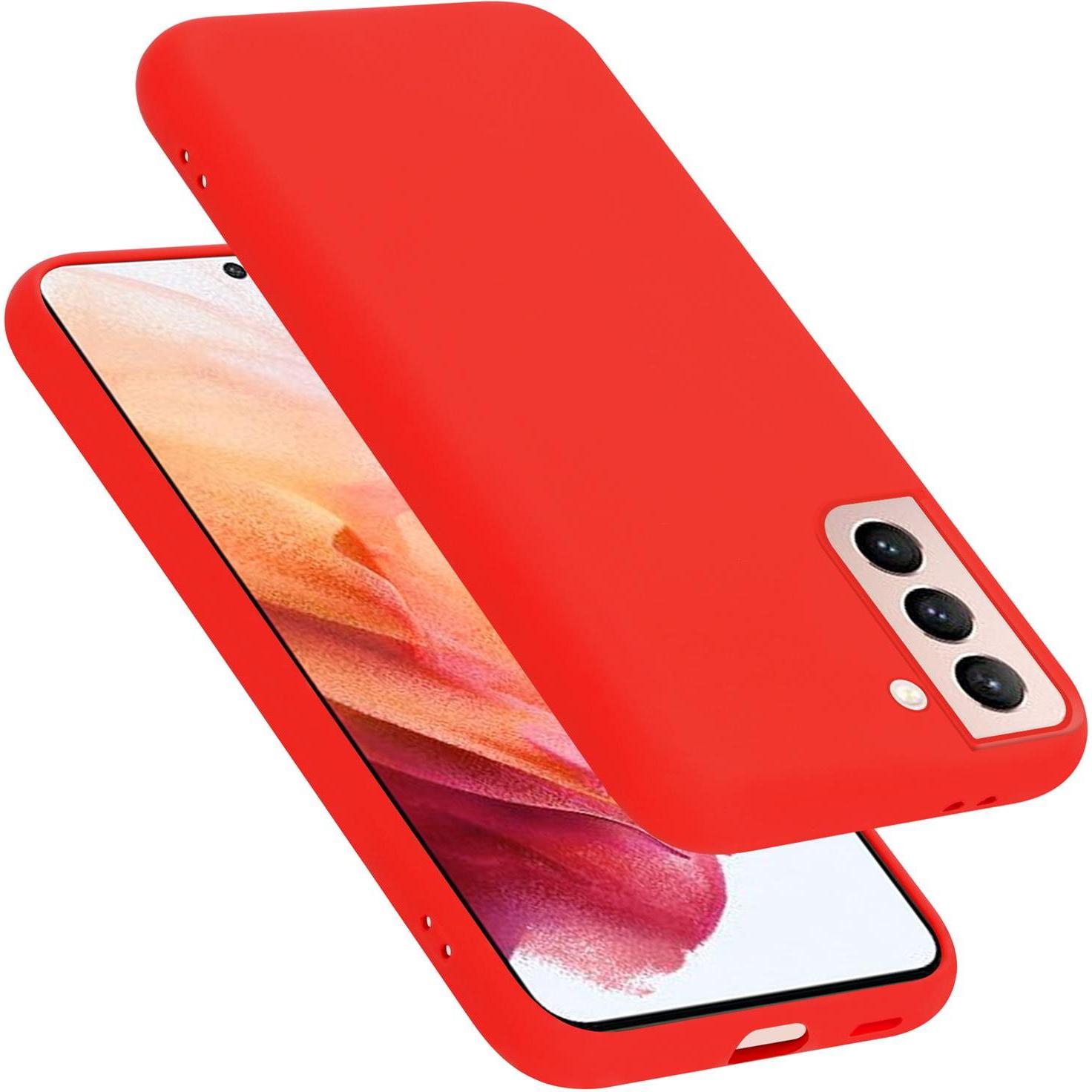Cadorabo TPU Liquid Silicone Case Cover (Samsung Galaxy S21 5G), Smartphone Hülle, Rot