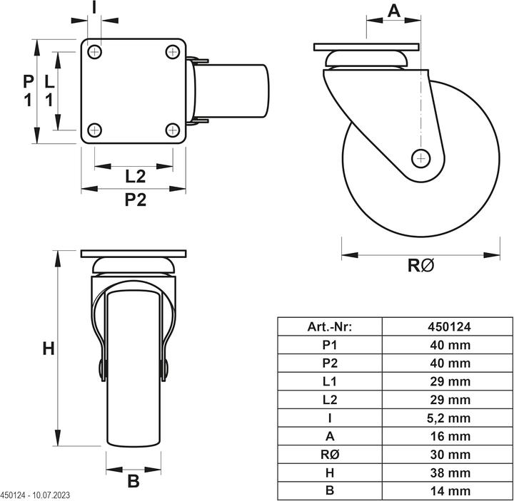 Produktbild Dörner + Helmer Lenkrollen Set rot