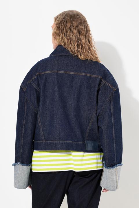 Immagine prodotto Ulla Popken Giacca di jeans in denim elasticizzato, maniche con risvolto e collo da camicia (58)