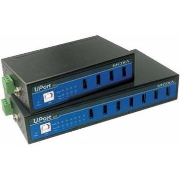 Moxa UPort 407-T - Hub - 7 x USB 2.0 - Desktop, Netzwerkadapter, Blau, Schwarz