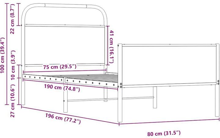 Produktbild vidaXL Bettgestell (75 x 190 cm)