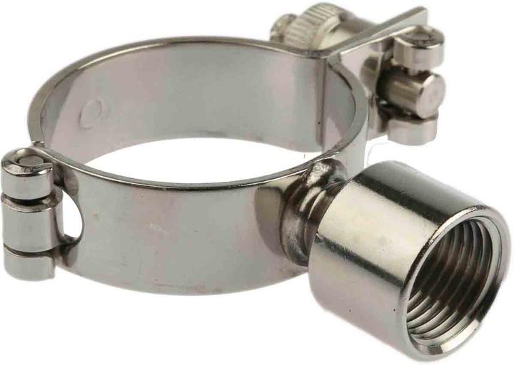 Actual product image RS PRO Stainless steel pipe clamp with hinge 2inch, mounting hole 2inch
