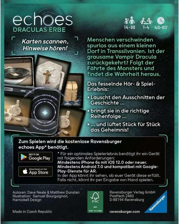 Ravensburger 20866 Echoes Audio Mystery à Partir De 14 Ans, Pour 1 A 6 Joueurs Serie De Jeux Version Allemande Amz B09ddbdfjj