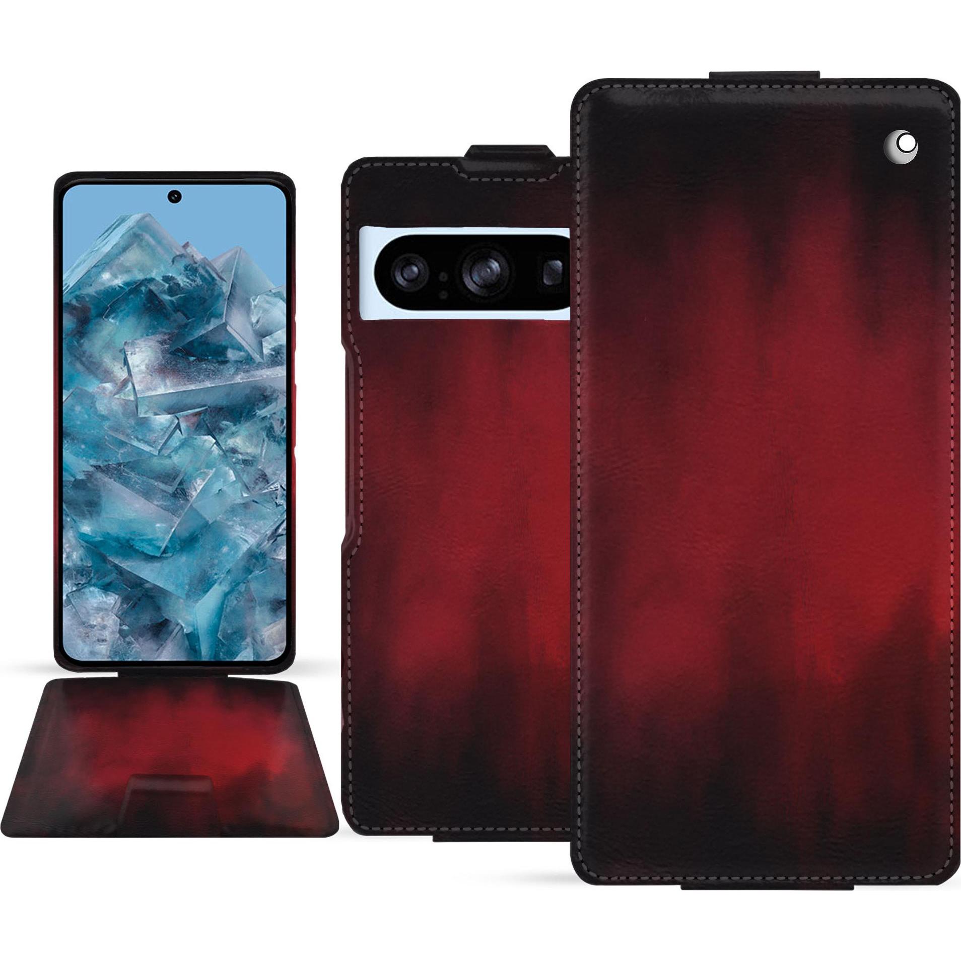 Thumbnail - Noreve Lederschutzhülle vertikal (Google Pixel 8 Pro), Smartphone Hülle, Rot