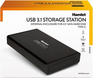 Immagine prodotto Hamlet Custodia esterna USB 3.0 per dischi rigidi SATA 3.5 Velocità di trasferimento fino a 5Gbps (3.5")