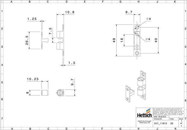 Image du produit Hettich Kugelschnäpper 49 x 9 x 10 mm