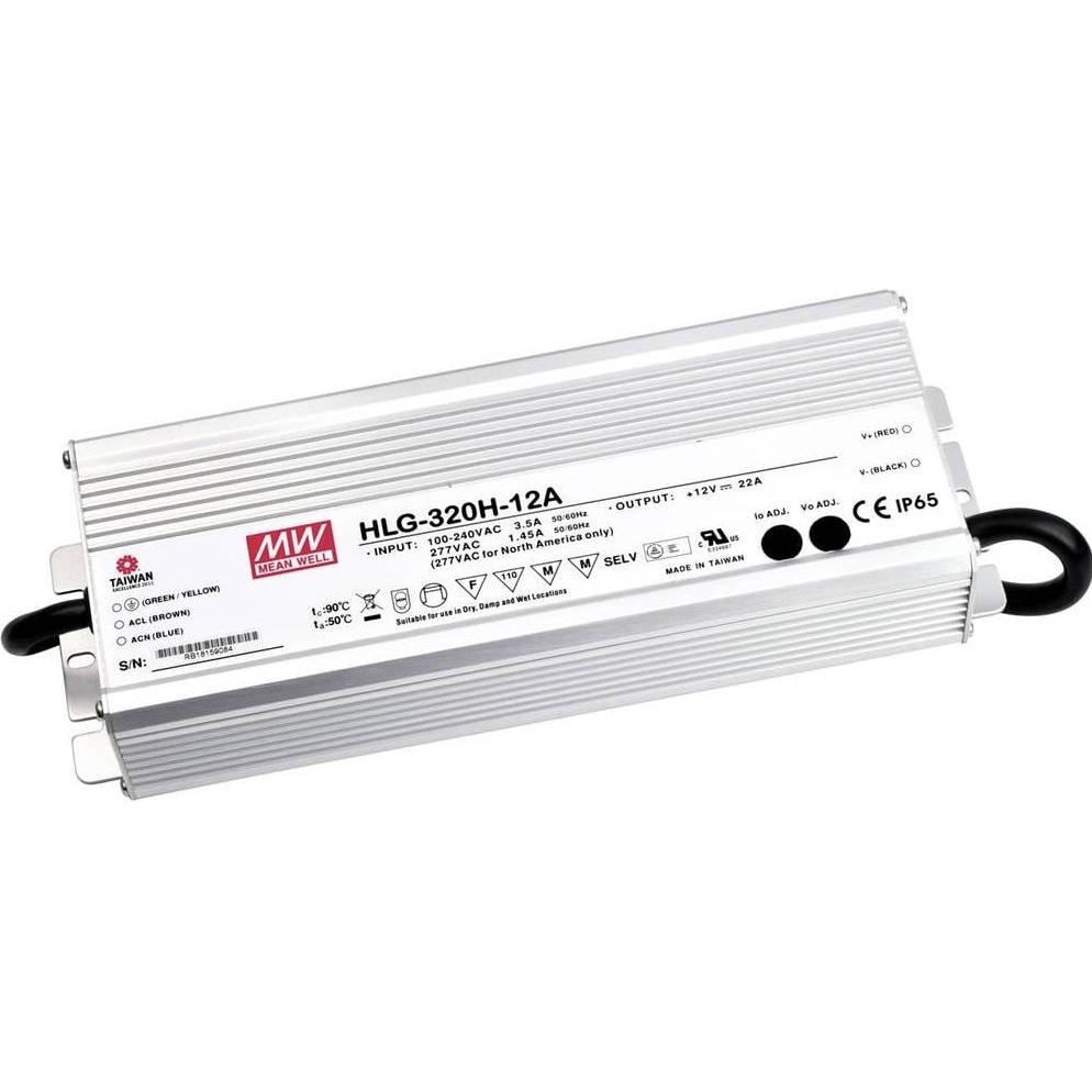 MeanWell, Accessori per illuminazione, MEAN WELL HLG-320H-20A, 320 W, IP20, 90 - 305 V, 15 A, 20 V, 90 mm