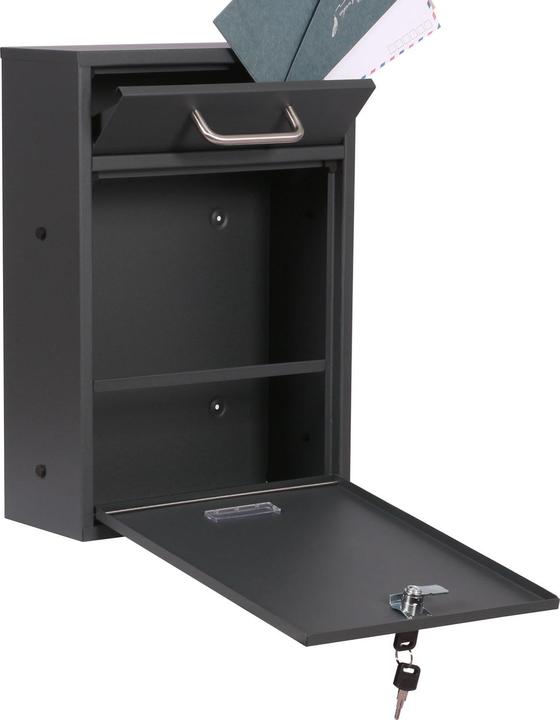 Actual product image Wiltec 2x2 Letter Box V52 Anthracite Lockable Mail Box with Name Plate Window and Letter Box Stand