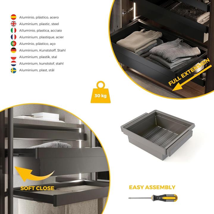 Actual product image Emuca Quartz Drawer and Adjustable Frame Kit