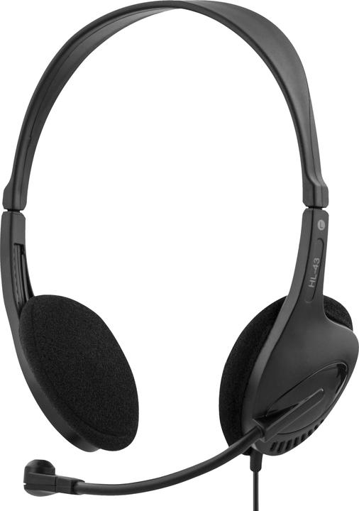 Actual product image Deltaco HL-43 headphones/headset Wired Head-band Office/Call centre Black (Cable)