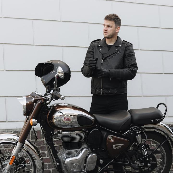 Produktbild Ozone Moto Moderne Motorjacke mit Protektoren, retro Stil und verstellbarer Taille (Herren, 3XL)