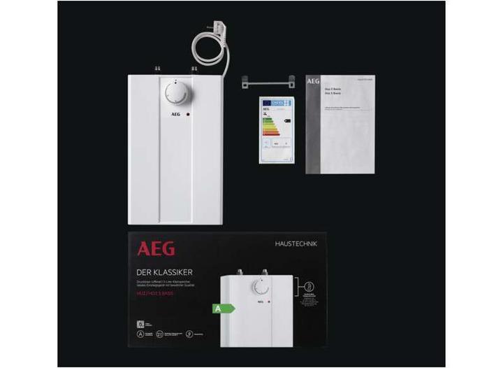 Actual product image AEG Haustechnik low-pressure water heater Huz 5 Basis, 5-litre under-sink boiler, with plug