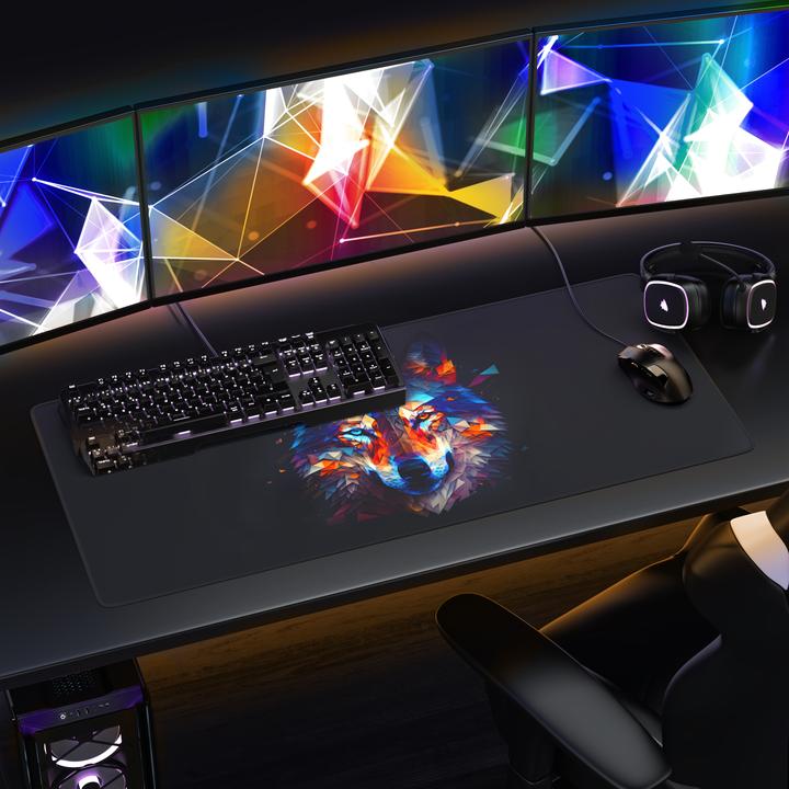 Produktbild Titanwolf Gaming Mauspad XXL, glattes Stoffgewebe, Speed Mausmatte 900 x 400 mm grosse Fläche, Polygon Wolf (XXL)
