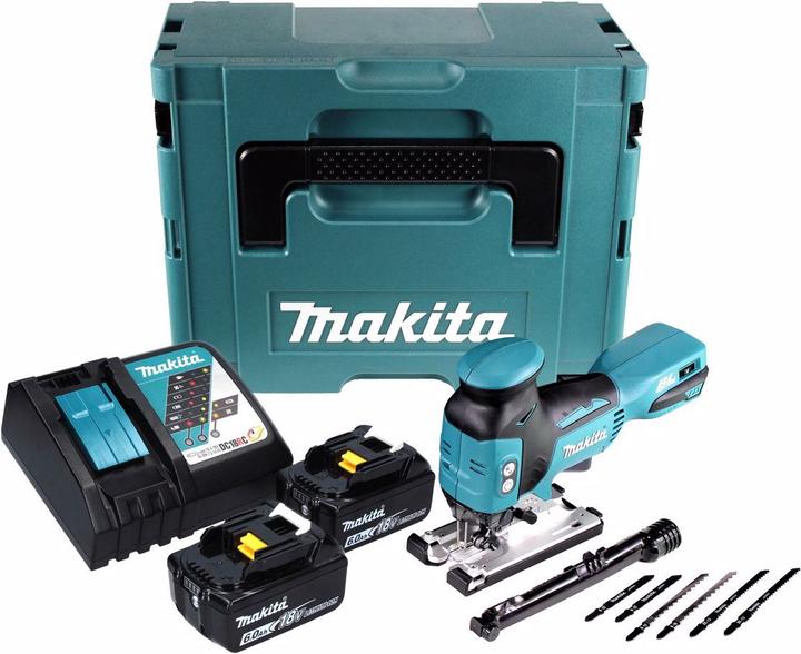 Produktbild Makita DJV 181 RGJ Akku Pendelhub Stichsäge 18 V Brushless + 2x Akku 6,0 Ah + Ladegerät + Makpac