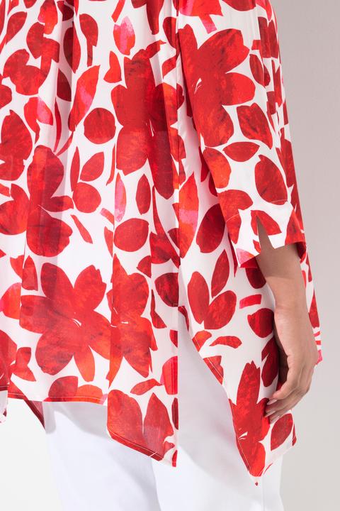 Actual product image Ulla Popken Petal Print Pointed Hem Button Down Blouse (46, 48)