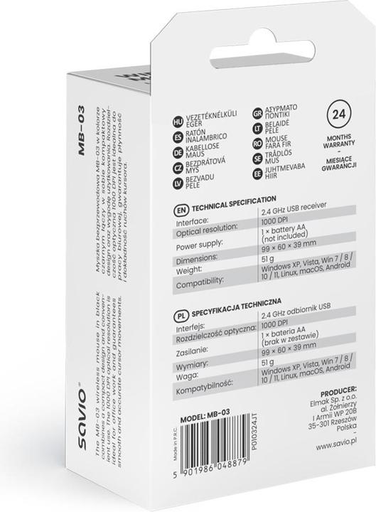 Produktbild Savio MB-03 (Kabellos)