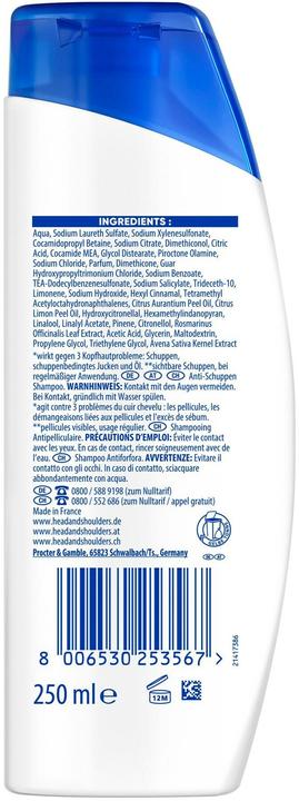 Actual product image Head & Shoulders Anti-Schuppen Shampoo Rosmarin Extrakt Shampoo 250 ml (Liquid shampoo, 250 ml)
