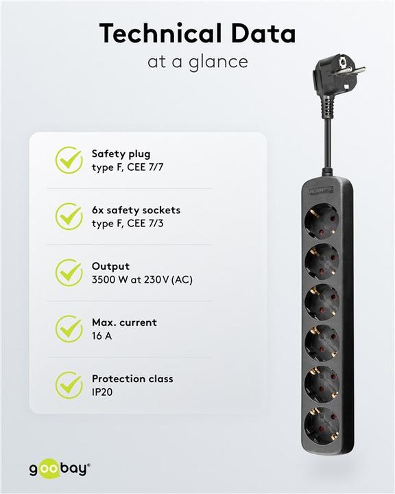 Actual product image Goobay NK 600-300 CS (6 x, CEE 7/4, 3 m)