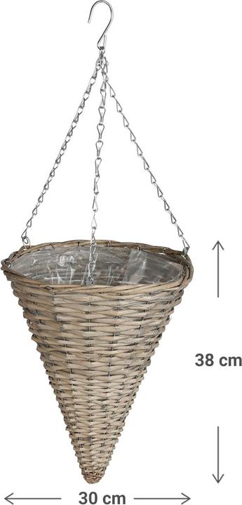 Actual product image Natura Punto Funnel-shaped wicker hanging basket, 30 x 38 cm (30 x 78 cm)