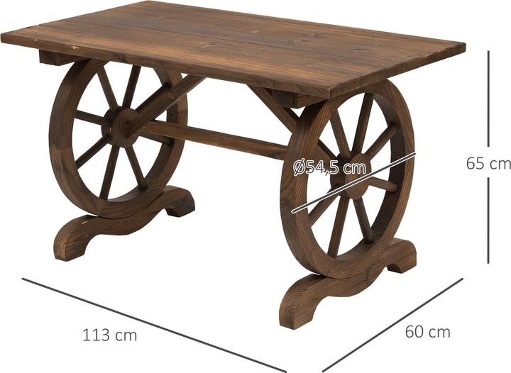Image du produit Outsunny Table de jardin en forme de roue de chariot (115 cm)