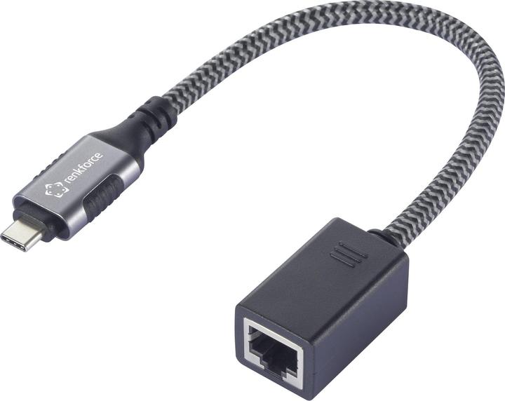 Actual product image Renkforce USB-C® / RJ45 Netzwerk Adapter CAT 6 (1x USB-C® Stecker - 1x RJ45-Buch (USB-C, RJ45 (1x))