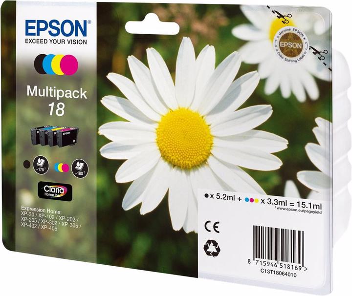 Image du produit Epson 18 Multipack - pack de 4 - noir, jaune, cyan, magenta (M, C, Y, CF)