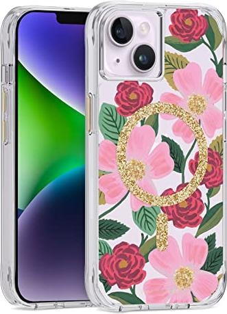 Produktbild Nenurodyta Rifle Paper Clear MagSafe – goldverzierte iPhone 14-Hülle (Rosengarten) (Apple iPhone 14)