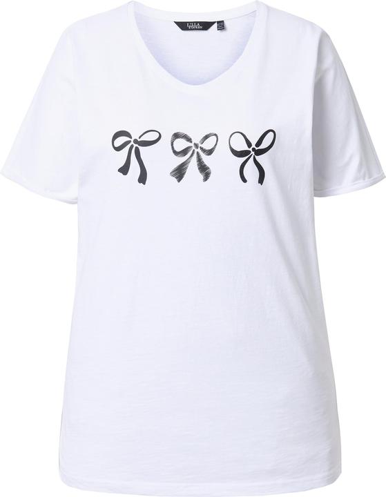 Immagine prodotto Ulla Popken T-shirt dal taglio oversize con fiocchi, scollo a V e mezze maniche (62)