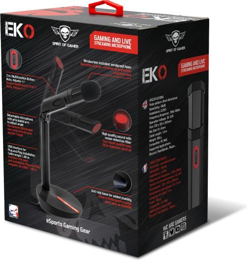 Immagine prodotto Spirit Of Gamer Microfono sur pied compatibile Eko Gaming e Live Streaming (Noir/Rouge)