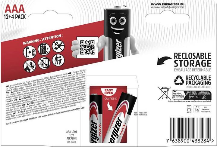 Immagine prodotto Energizer Max Alcalina (16 pz., AAA)