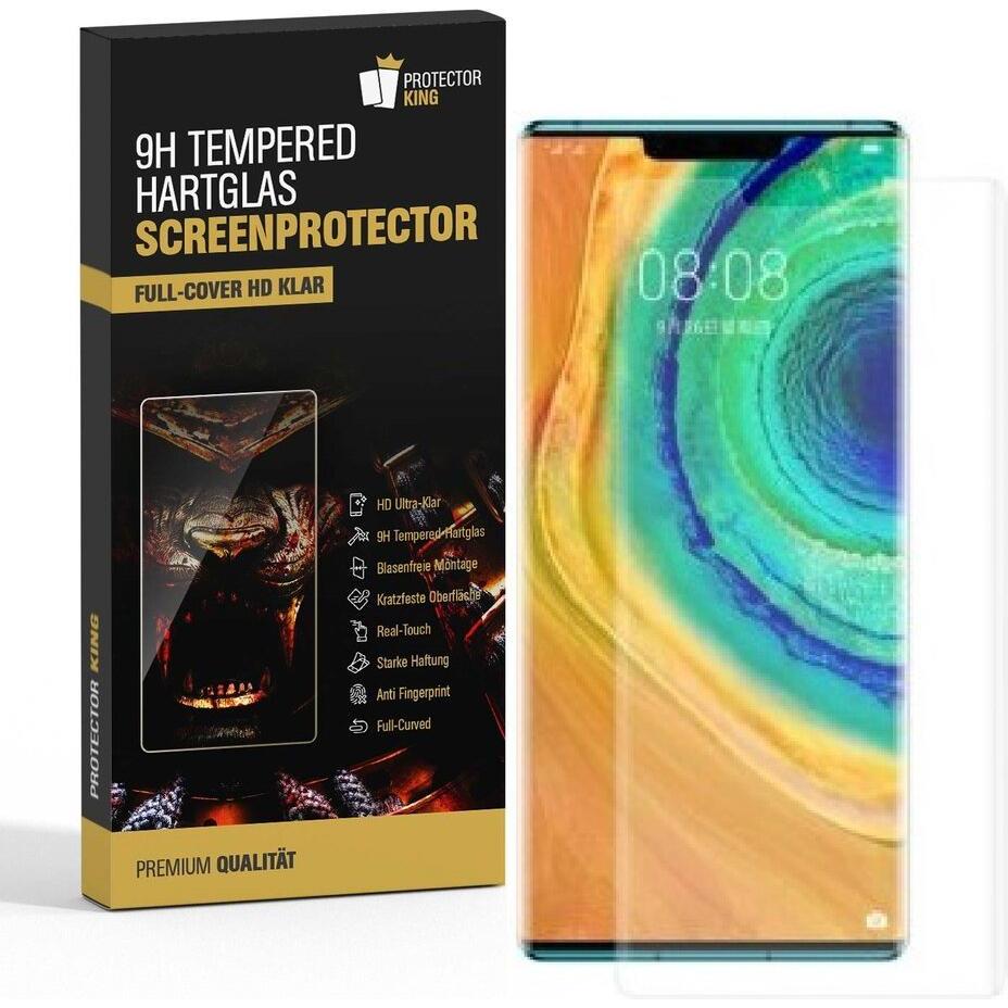 Protectorking 1x echtes Tempered 9H Panzerhartglas 3D KLAR (1 Stück, Huawei Mate 30), Smartphone Schutzfolie