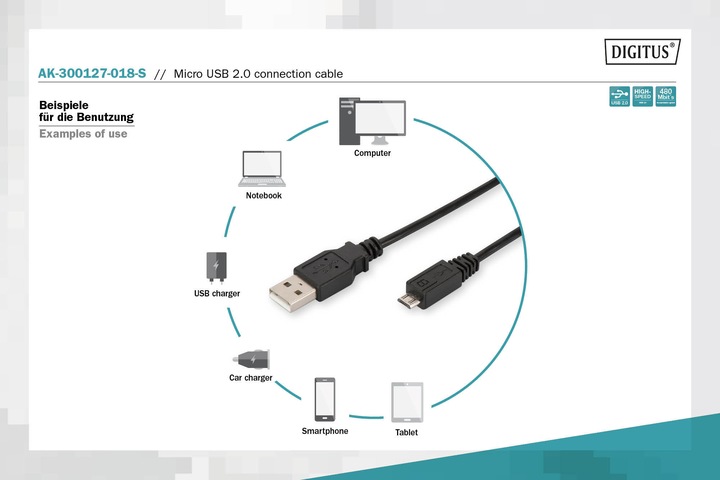 Produktbild Digitus Typ A auf micro-Typ B (1.80 m, USB 2.0)