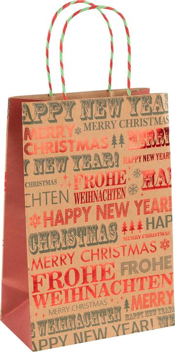 Produktbild Idena Papiertasche Frohe Weihnachten / Happy New Year 25x33x12cm Kraftpapier 140g/m²
