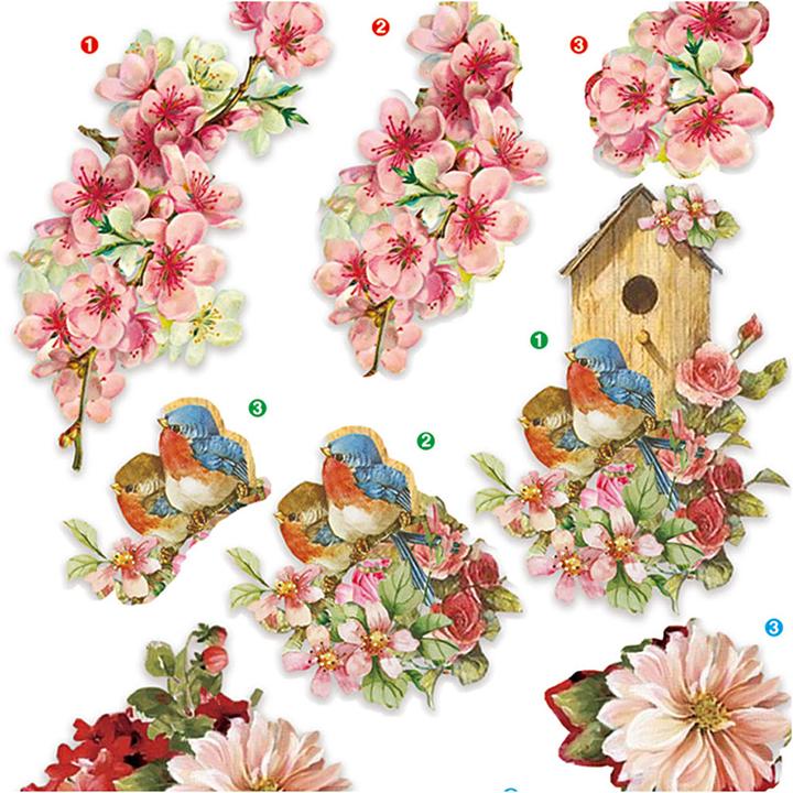 Actual product image Creativ Company 3D sheets flowers and birds, 4 sheets (4 x)