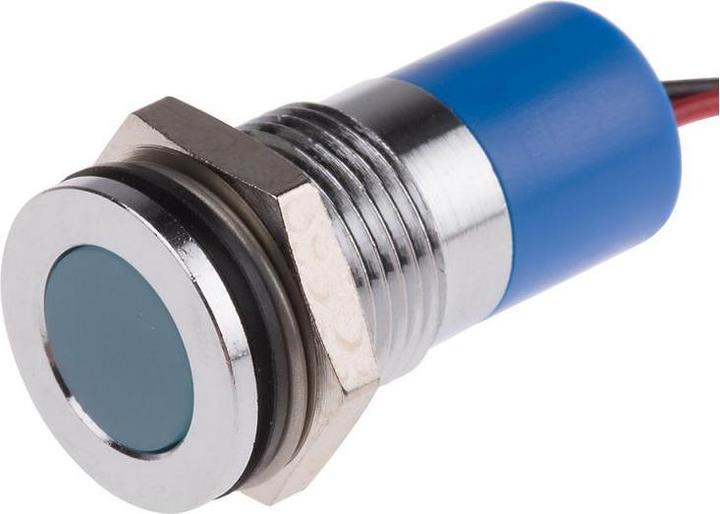 Produktbild RS PRO 14mm flush satinchr LED wires,blu 220Vac