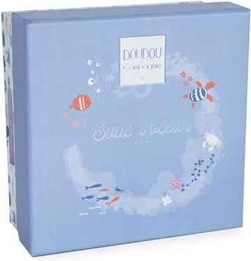 Productafbeelding Doudou et Compagnie Zeepaardje met knuffeldoekje, blauw 17cm (MQ2) **