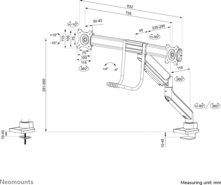 Image du produit Neomounts Support d'écran 2 (Tables, 32", 8 kg)