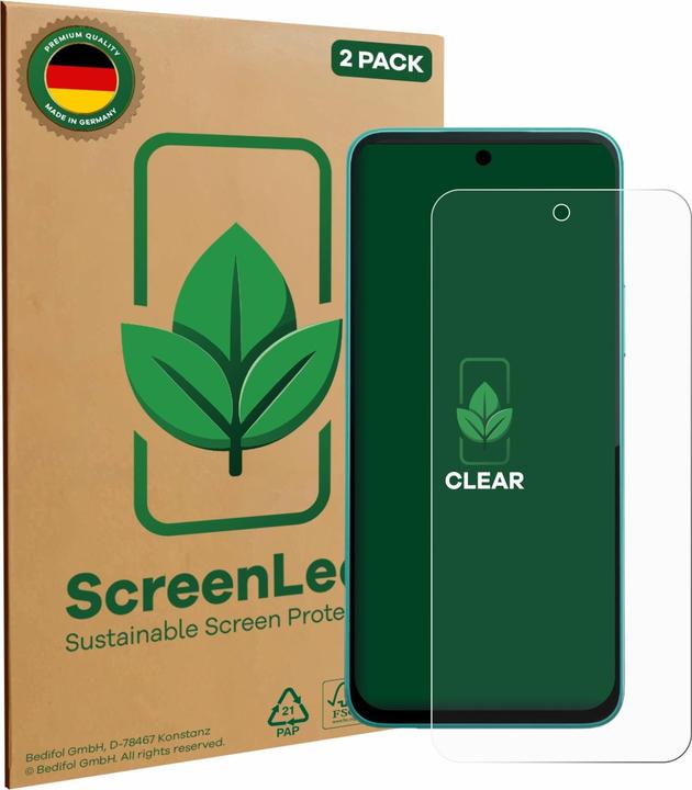 Actual product image ScreenLeaf Screen Protector sustainable Screen Protection, clear, anti-scratch (2 Piece, Nokia G50 5G)