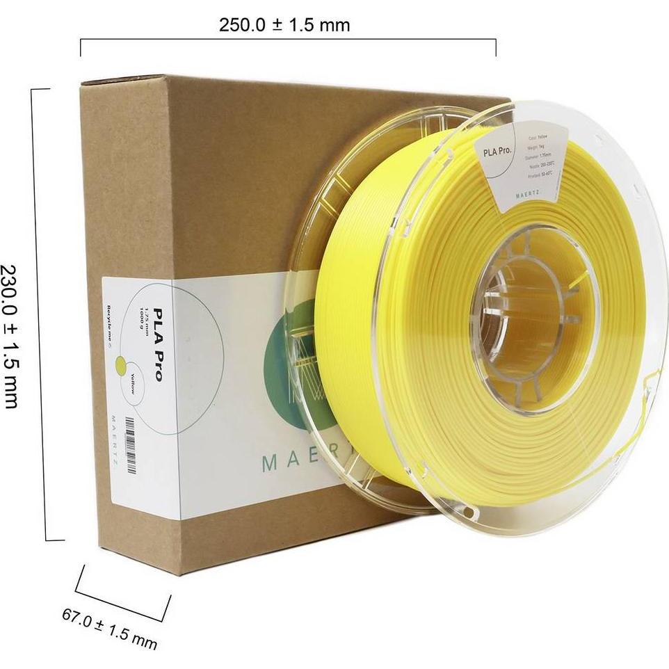 Thumbnail - Maertz PLA Pro Gelb 1,75 mm 1.000 g (PLA-R, 1.75 mm, 1000 g, Gelb), 3D Filament, Gelb