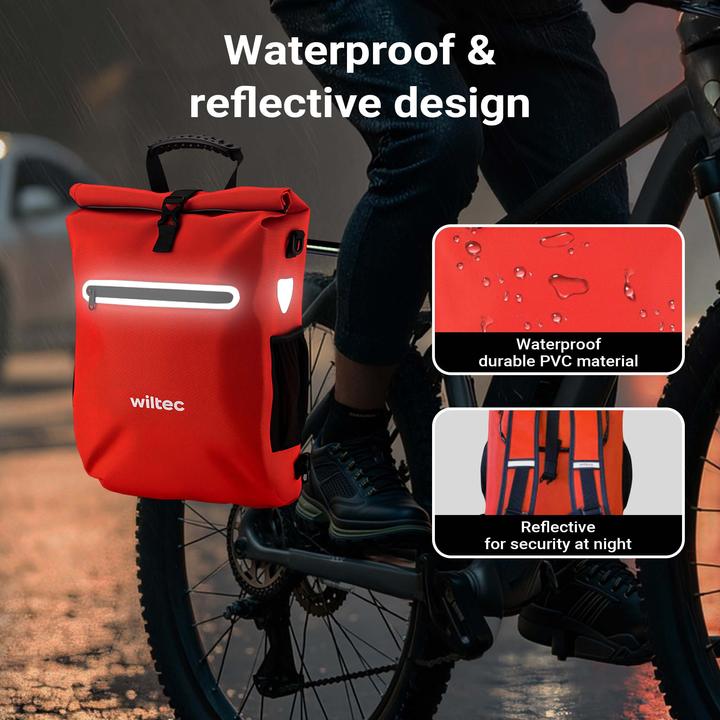 Produktbild Wiltec Gepäckträgertasche rot 20l Fahrradtasche Rucksack Gepäcktasche (20 l, Gepäckträgertasche)
