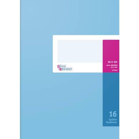 Image du produit König & Ebhardt Carnet à colonnes DIN A4 bleu clair/magenta 16 colonnes 40 fls (40 x)