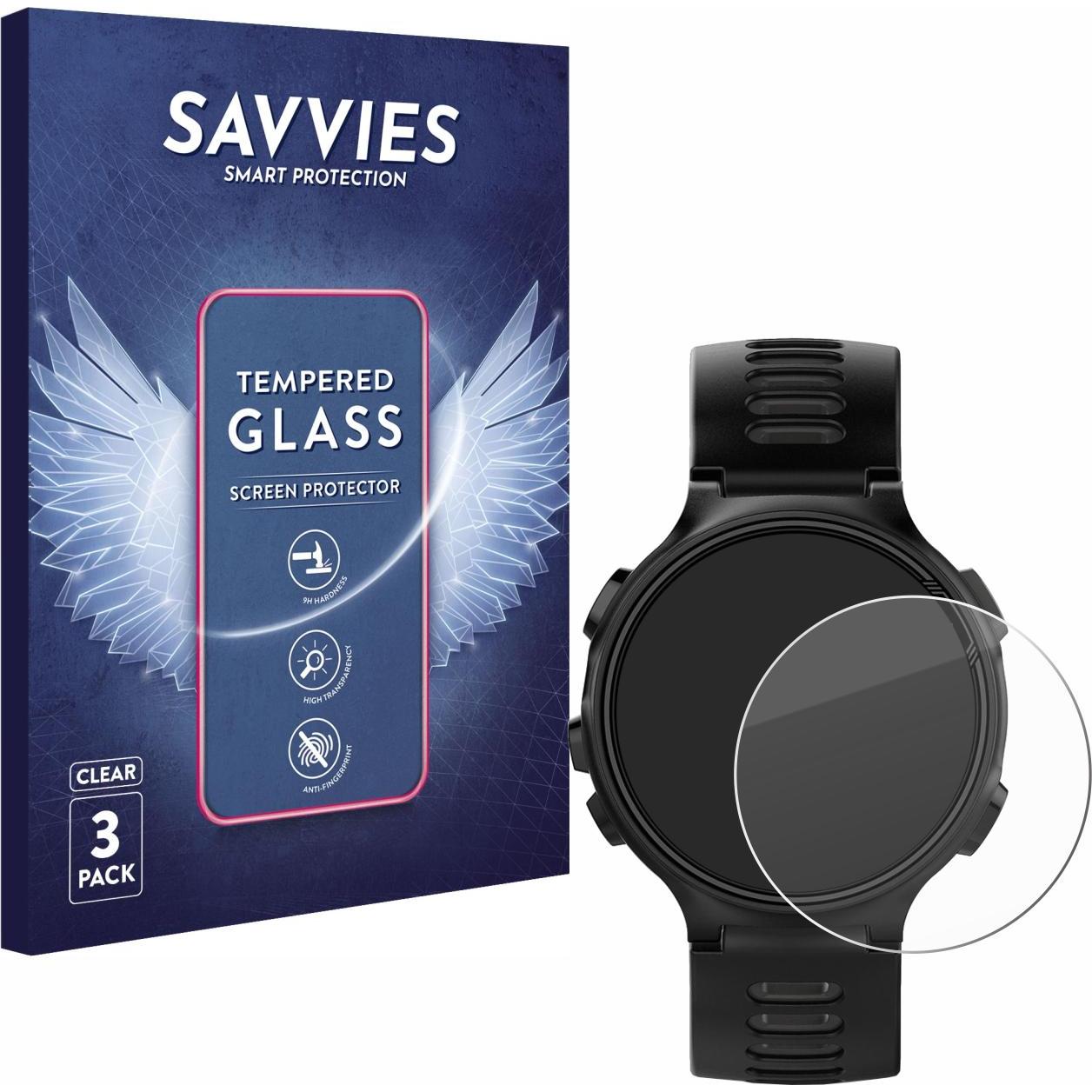 Savvies Panzerglas Hartglas Displayschutz, Smartwatch Schutzfolie, Transparent